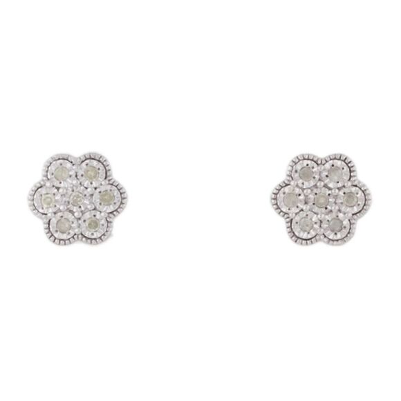 Effy Earring Diamond Studs Sterling Silver Set Natural Bouquet Stud Earrings - Picture 1 of 9
